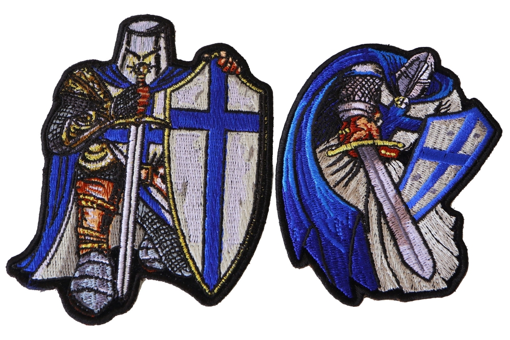 Blue Knights Iron on Christian Patches Set of 2