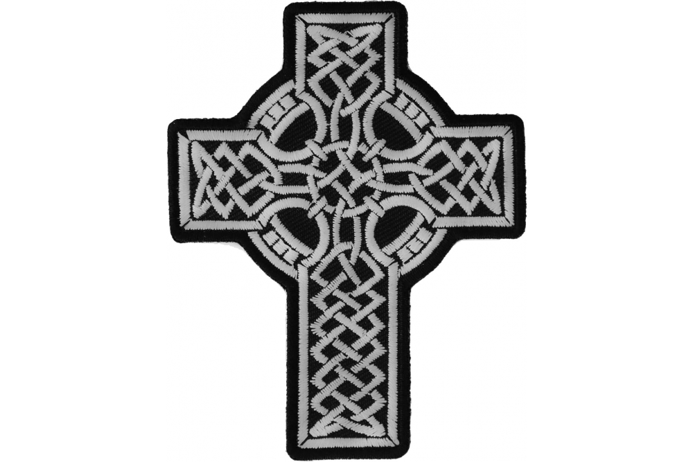 Christian Cross patch embroidered Black and White