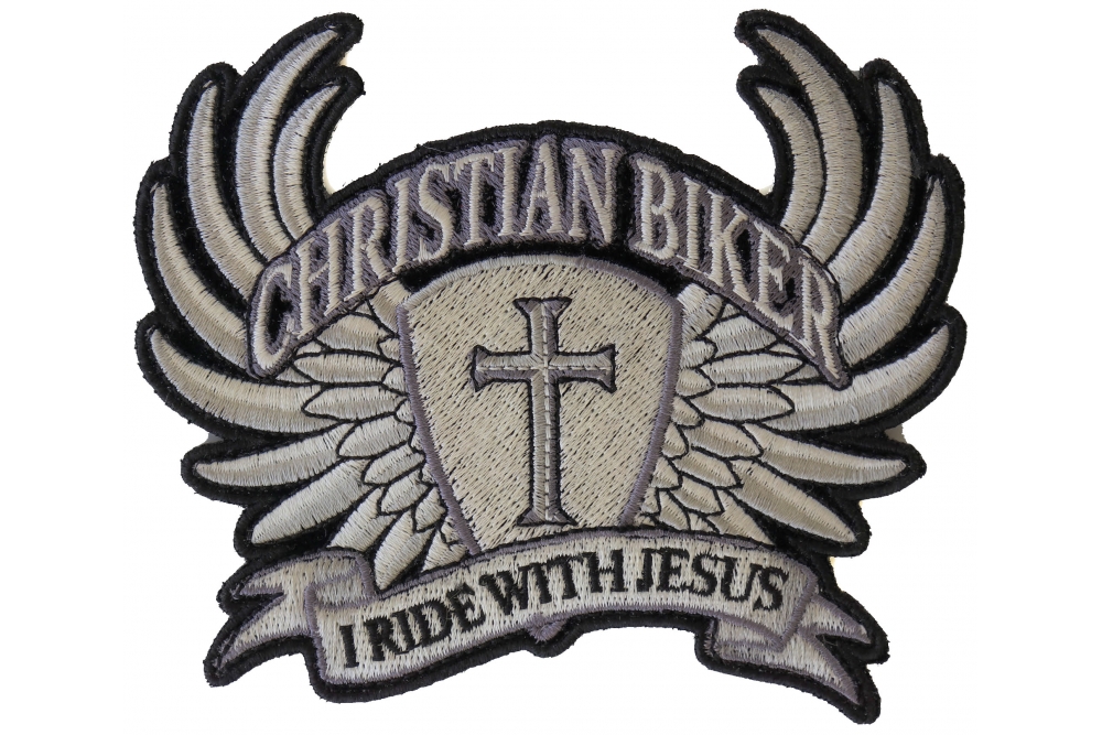 Christian Biker Patch for Sewing or Ironing on to Jackets by Ivamis Patches