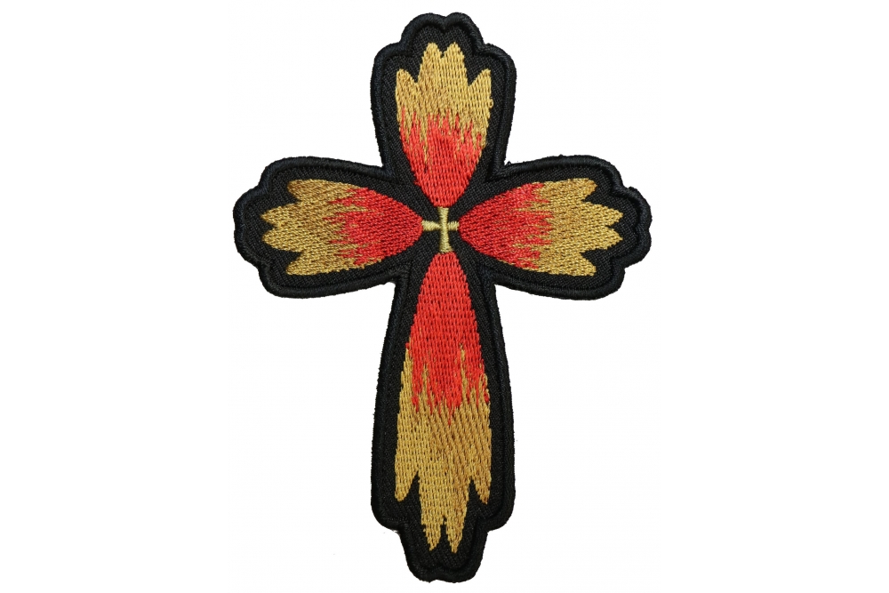 Christian Cross Flower Petal Patch