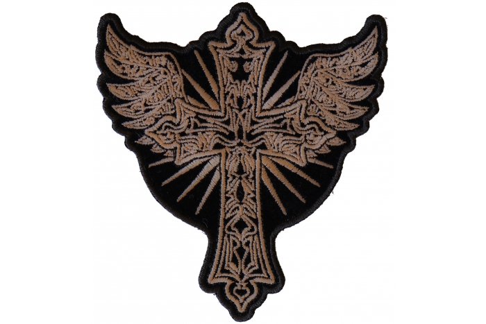 Christian Cross with Wings Patch