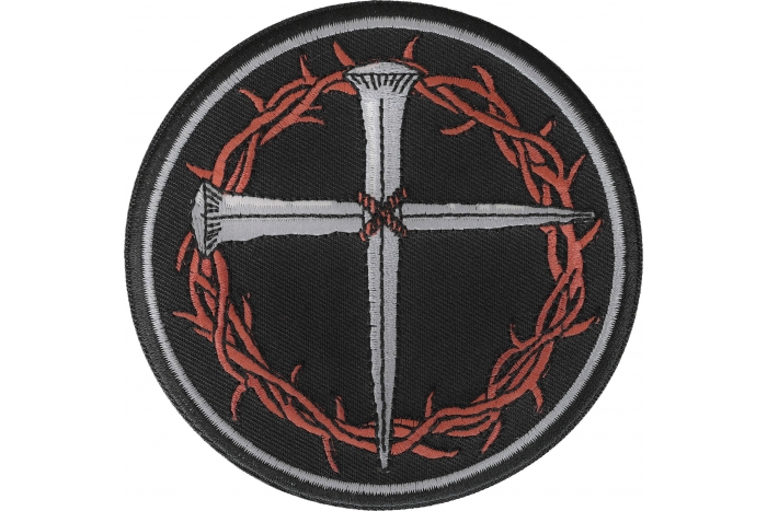 Nail Cross with Thorns Christian Patch