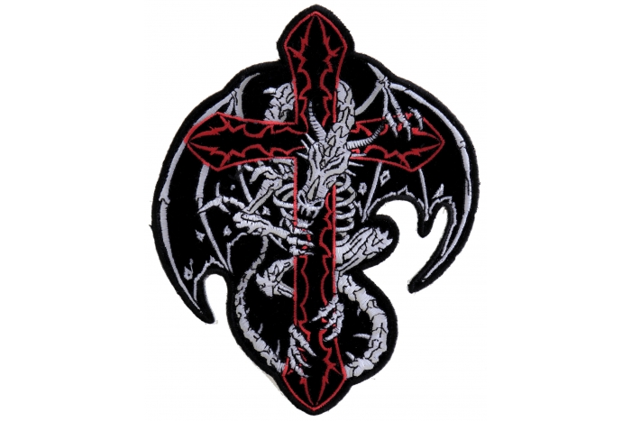 Dragon Skeleton Over Cross Patch