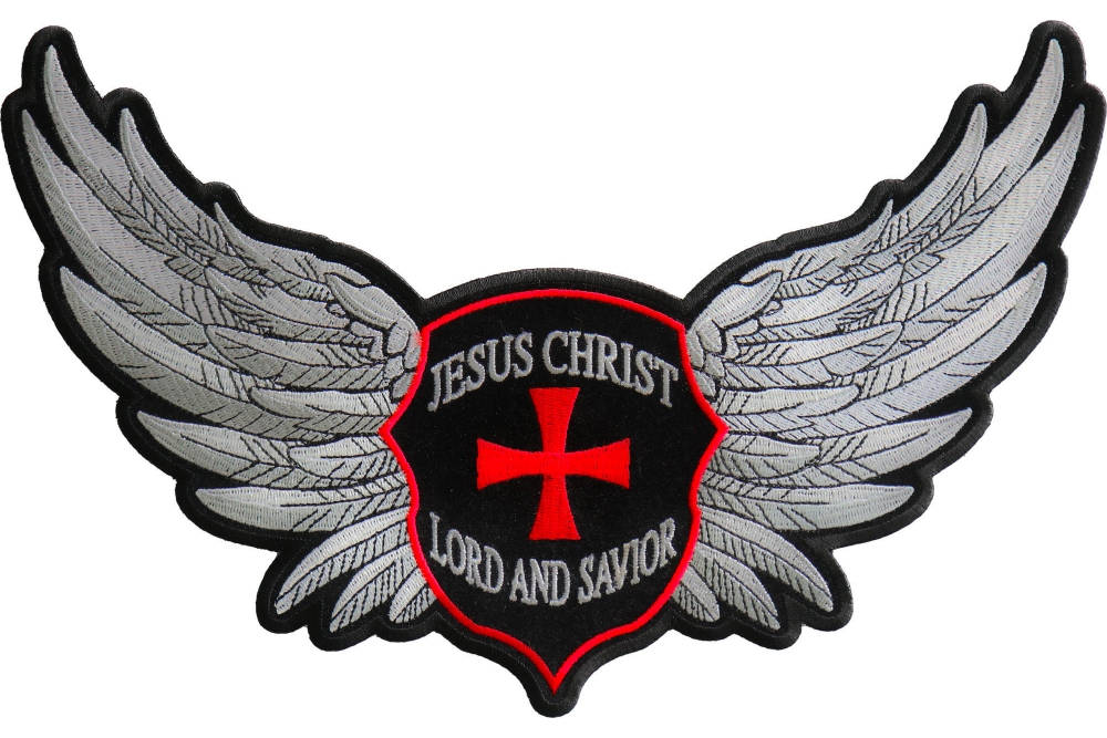 Cross with Wings Iron on Christian Patch