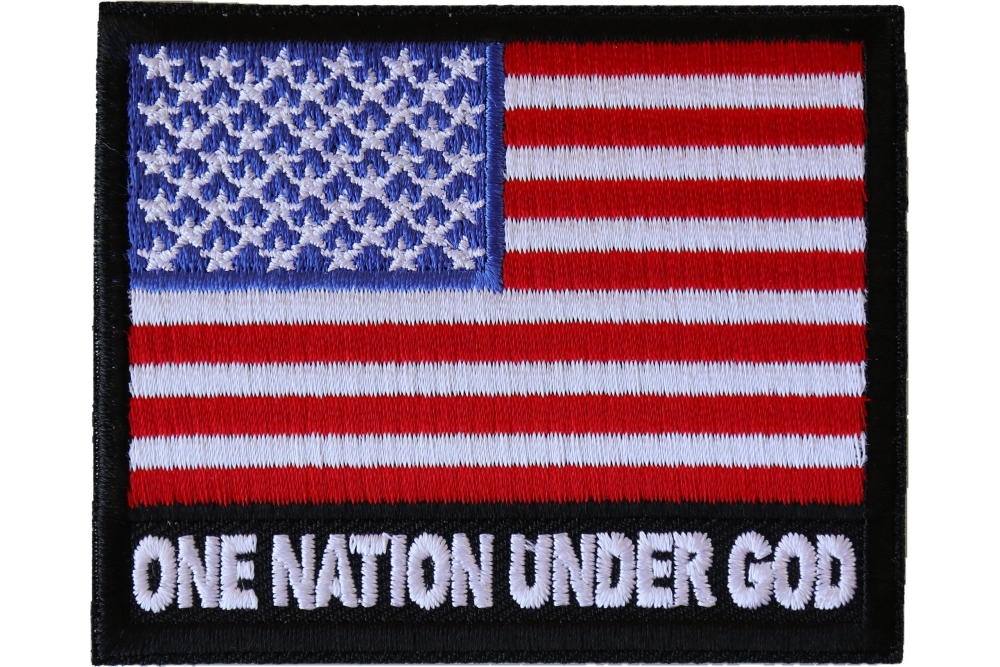UNITED STATES OF AMERICA FLAG PATCH: Waving Gold Border