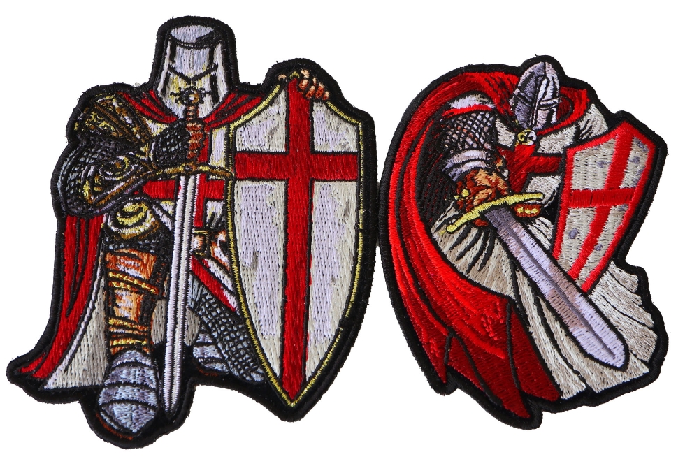 Red Crusader Knights Templar Patch Set of 2