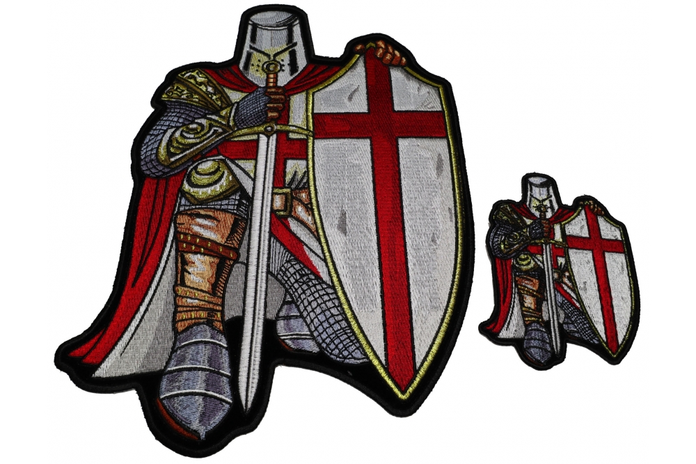 Red Knight Crusader Christian 2 Piece Patch Set