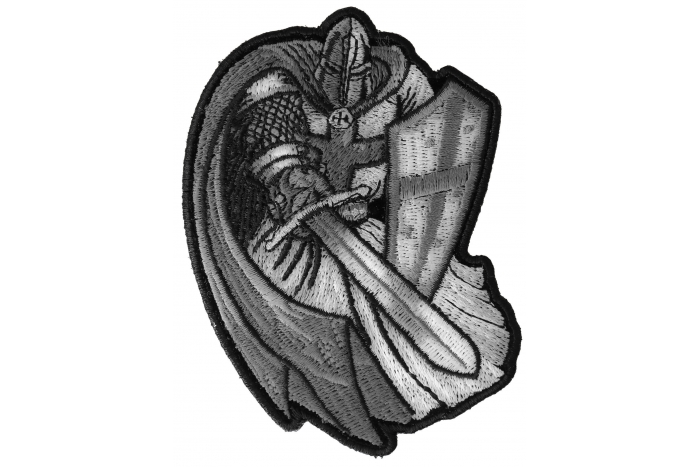 Silver Cape Templar Knight Christian Patch