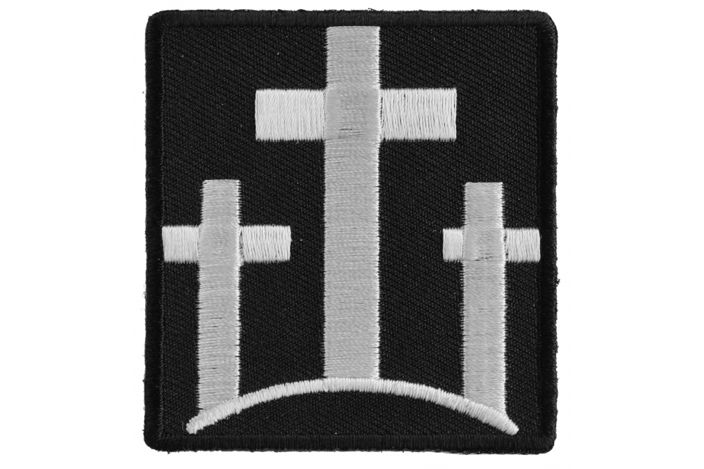 Three Crosses Embroidered Iron On Patch