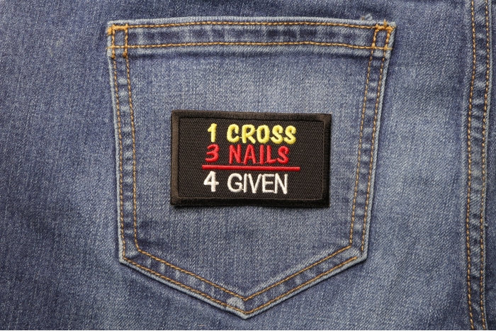 1 Cross 3 Nails 4 Given Christian Patch shown on jeans