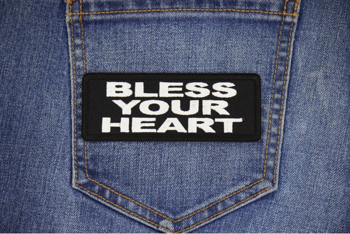 Bless Your Heart Patch shown on jeans