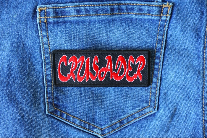 Crusader Christian Patch shown on jeans