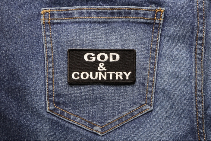God and Country Patch shown on jeans