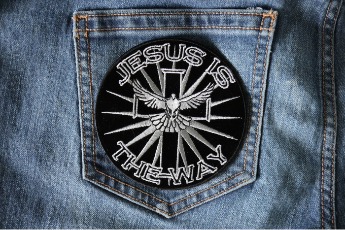 Jesus is the Way Patch shown on jeans