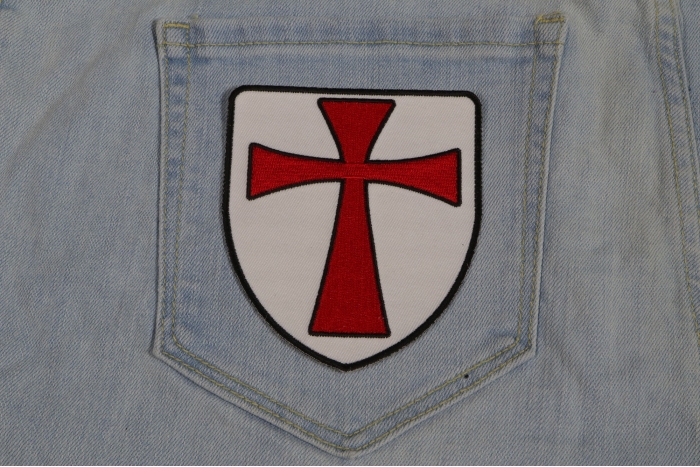 Knights Templar Shield Patch shown on jeans