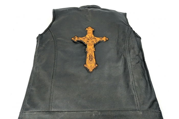  shown on leather vest