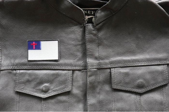  shown on leather vest