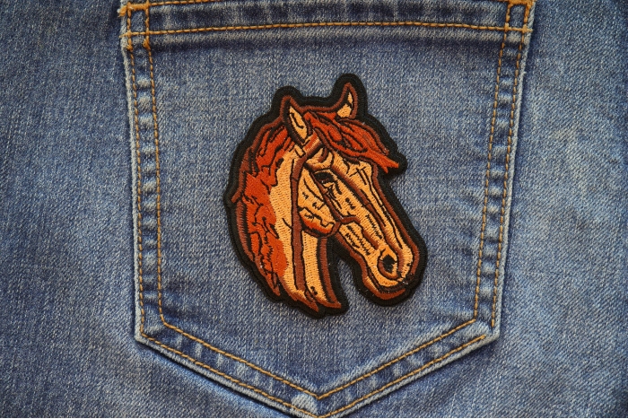 Horse Iron on Patch shown on jeans