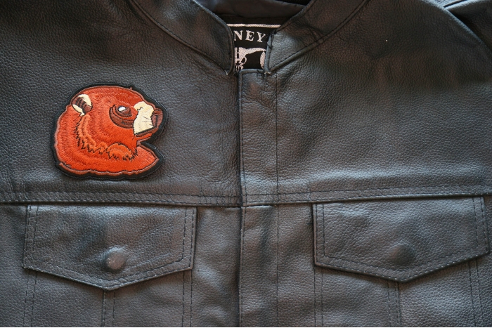 Beaver Iron on Patch shown on leather vest