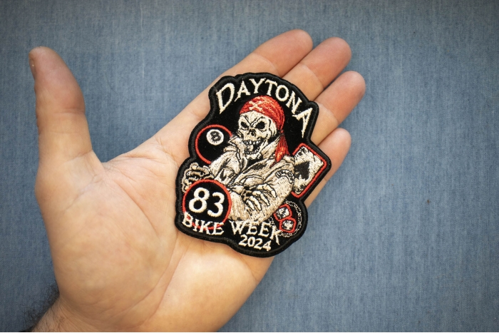 Daytona Bike Week 2024 Patch shown on hand for size comparison