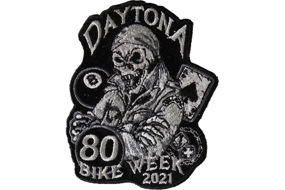 Daytona Bike Week 2021 Iron on Patch 80th Black White
