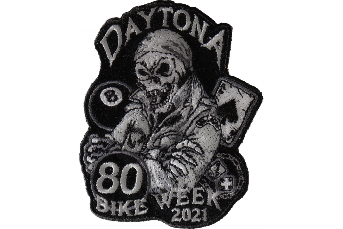 Daytona Bike Week 2021 Iron on Patch 80th Black White