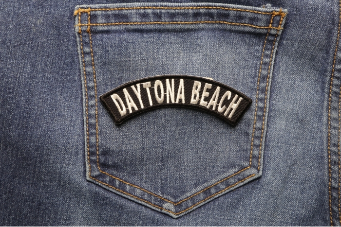 Daytona Beach Rocker Patch shown on jeans