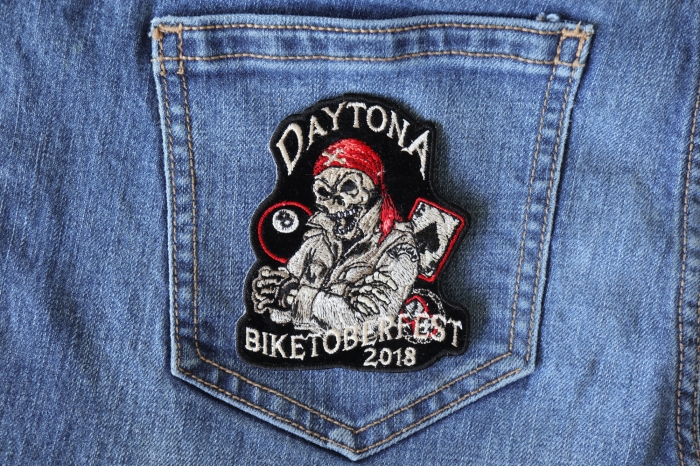 Daytona Biketoberfest 2018 Patch shown on jeans