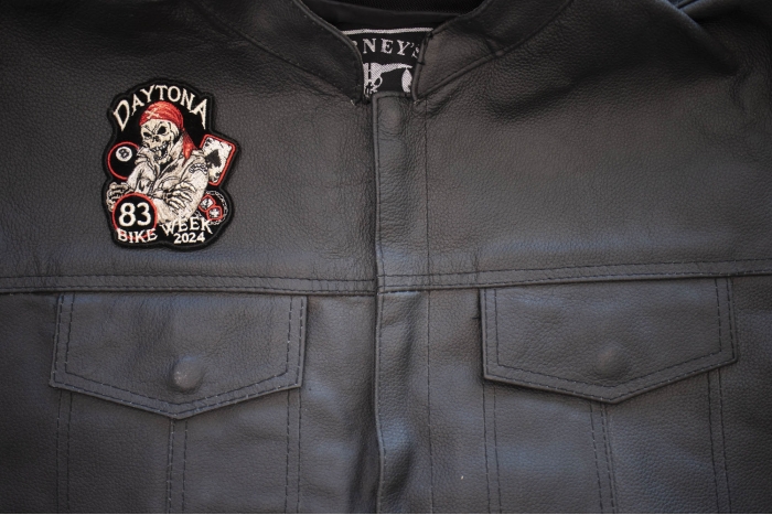 Daytona Bike Week 2024 Patch shown on leather vest