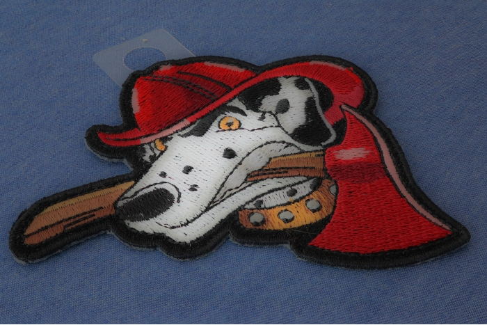 Fireman's Best Friend Small Iron on Patch diagonal view