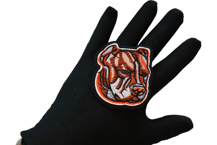 PitBull Patch shown on hand for size comparison