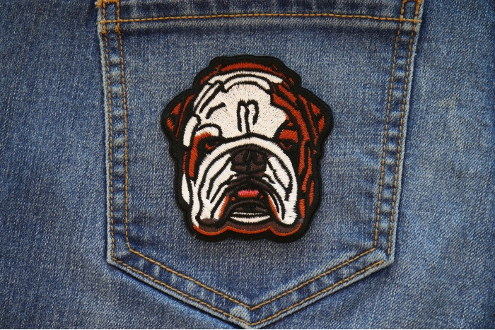 Bulldog Patch shown on jeans