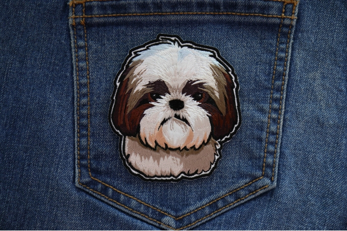 Yeddie Shih Tzu Dog Patch shown on jeans