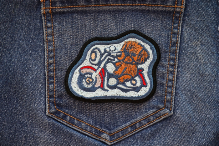 Doggy Biker Patch shown on jeans