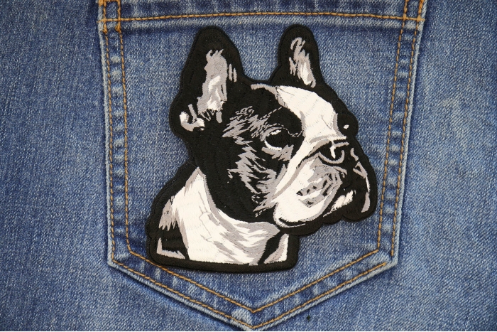 French Bulldog Patch shown on jeans
