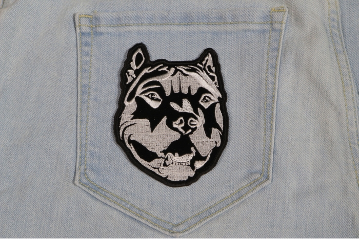 Small Pitbull Patch shown on jeans
