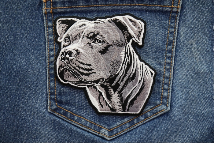 Pitbull Patch shown on jeans