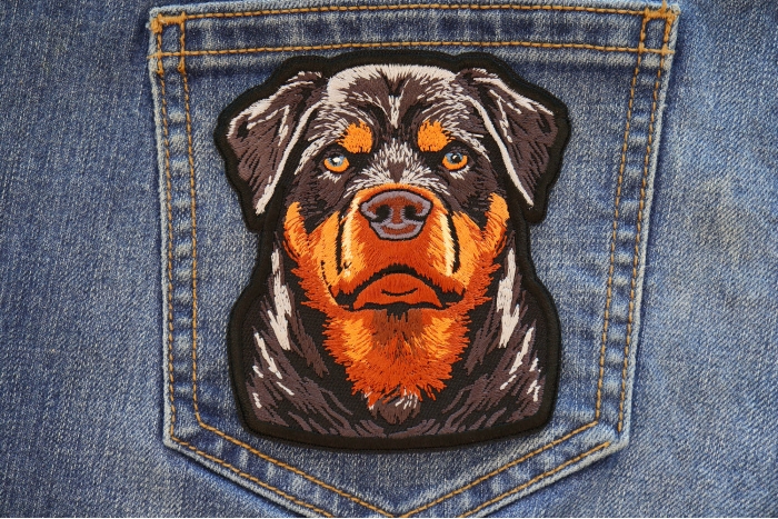 Rottweiler Stare Patch shown on jeans