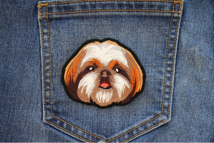 Eddie Shih Tzu Dog Patch shown on jeans