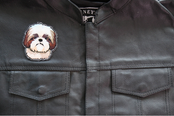 Yeddie Shih Tzu Dog Patch shown on leather vest