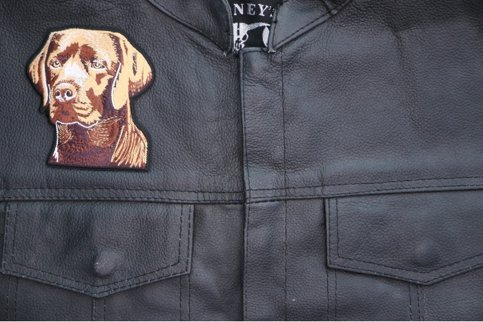 Labrador Dog Patch shown on leather vest