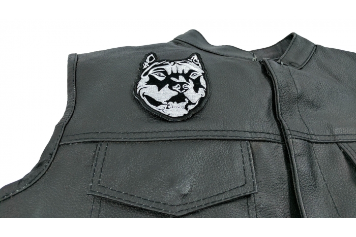 Small Pitbull Patch - 3x4 inch shown on leather vest