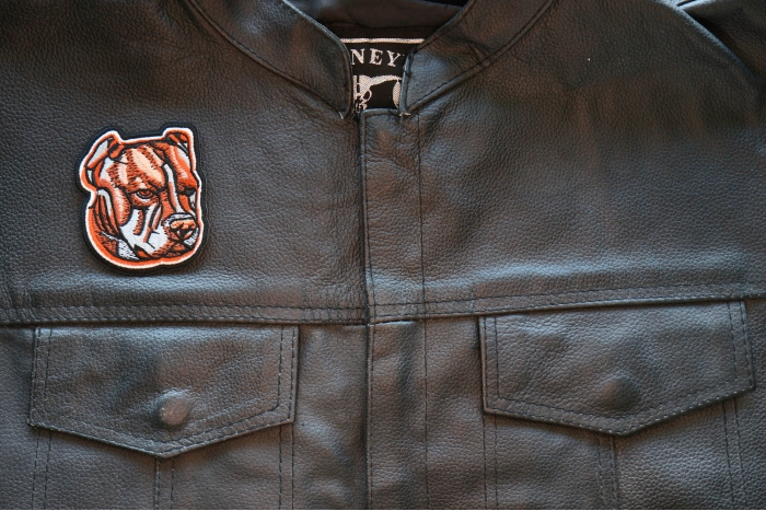 PitBull Patch shown on leather vest