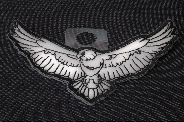 Black and White Eagle Iron on Patch diagonal view