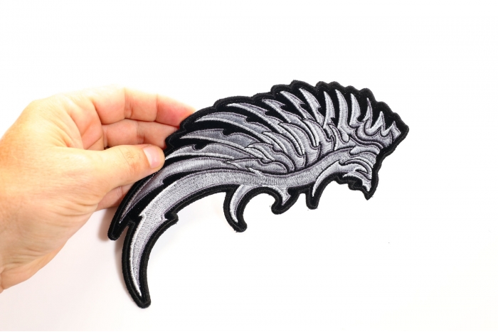 Right Silver Eagle Wing Patch, Large Eagle Back Patches shown on hand for size comparison