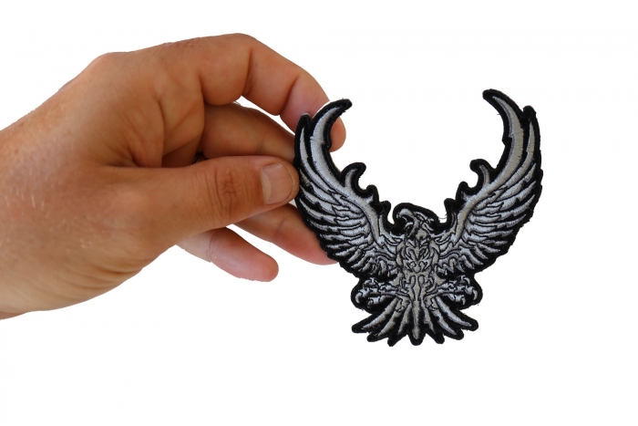 Silver Eagle Patch, Animal Patches shown on hand for size comparison