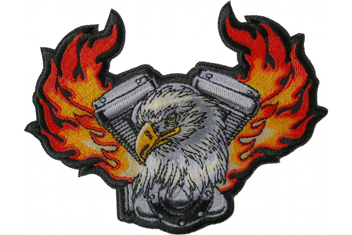 Eagle Engine Flames Biker Patch