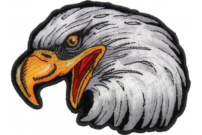 Eagle Head Left facing Iron on Biker Patch