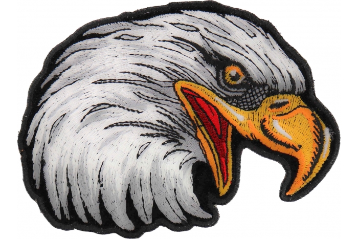 Eagle Head Facing Right Iron on Biker Patch