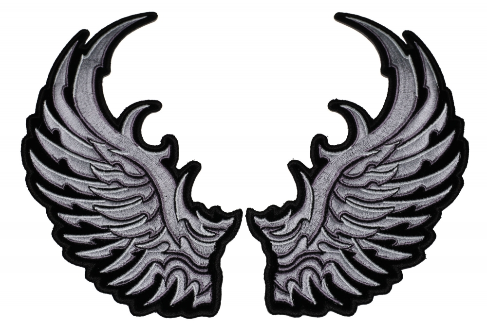 Left and Right Silver Eagle Wings 2 Piece Patch Set